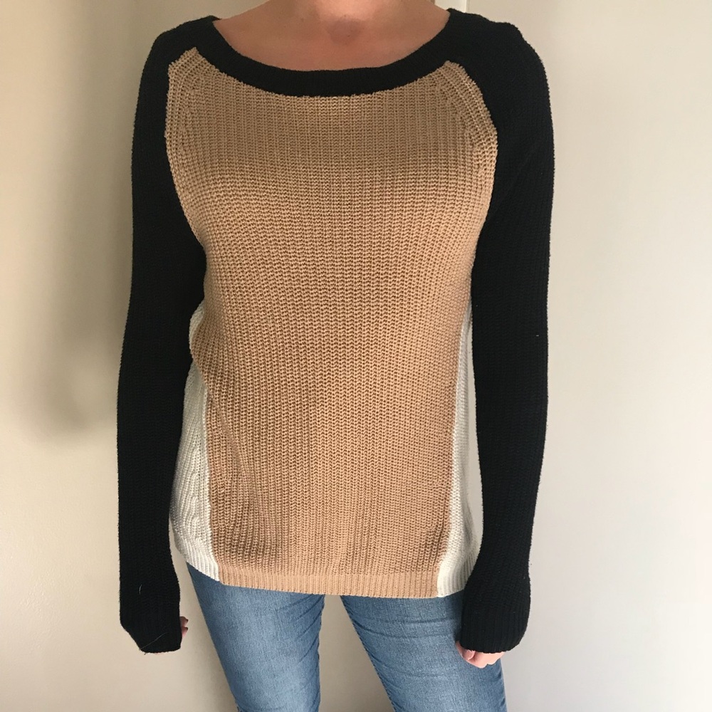 Express tan and black sweater perfect for fall!
